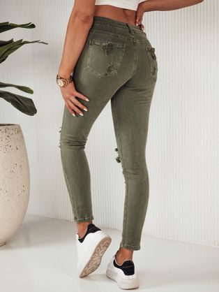 Ženske zelene jeans hlače v elegantnem dizajnu Noel