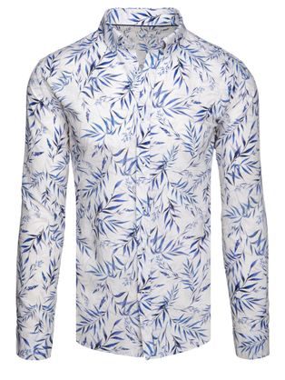 Privlačna bela majica z modrim vzorcem listov