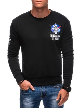 Črn pulover z motivom NASA B1685