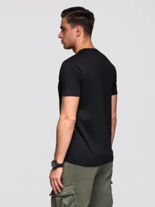 Moška črna majica z dolgimi rokavi in V2 LSPT-0136