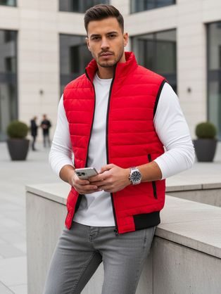 Rdeč stilski brezrokavnik brez kapuce