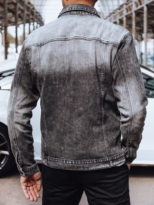 Jeans jakna v črno-sivi barvi s potiskom C525