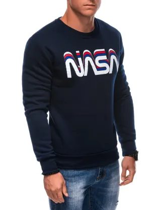 Temno moder pulover z napisom NASA B1686