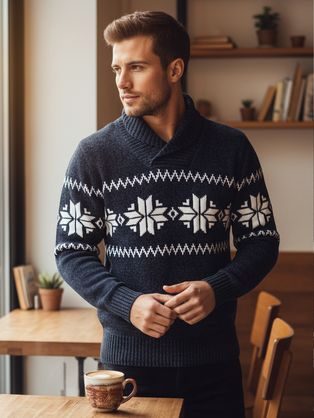 Elegantni moški siv dvovrsten plašč V1 COWC-0118