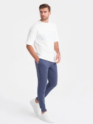 Rebraste moške športne hlače modre v2 om-pask-0129