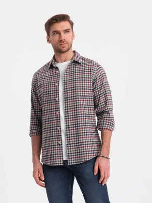 Originalna flanelna karo granat rdeča srajca V3 SHCS-0150