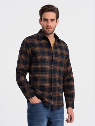 Originalna flanelna karo granat oranžna srajca V7 SHCS-0150