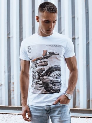 Originalna bela majica z motivom motorja