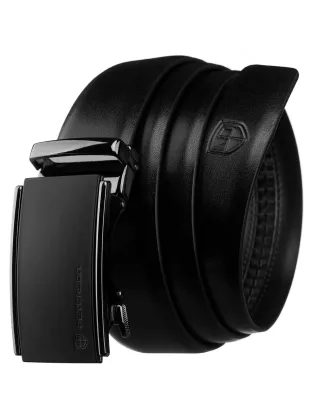 Eleganten moški pas iz črnega usnja z avtomatsko zaponko