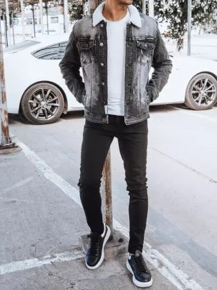 Stilska jeans jakna v sivi barvi