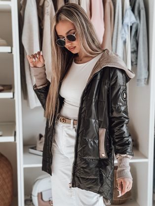 Črna prešita ženska jakna ROSSANA