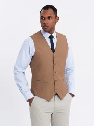 Trendovski caramel elegantni telovnik V1 BLZV-0112