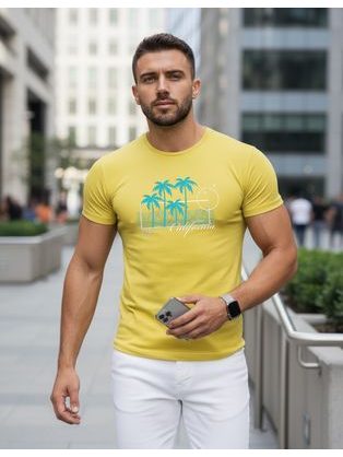 Originalna rumena moška majica s poletnim potiskom