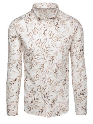 Privlačna bela srajca z rjavim vzorcem listja