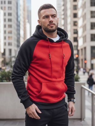 Rdeč pulover z raglan rokavi