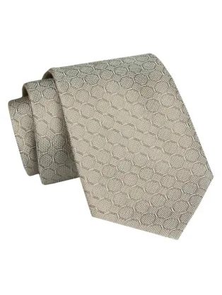 Bež kravata z geometrijskim vzorcem Angelo di Monti