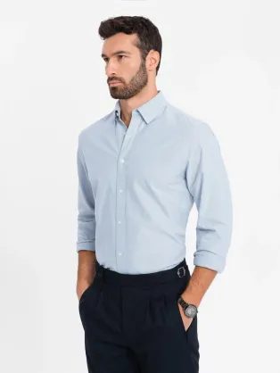 Elegantna modra moška srajca V1 SHOS-0172