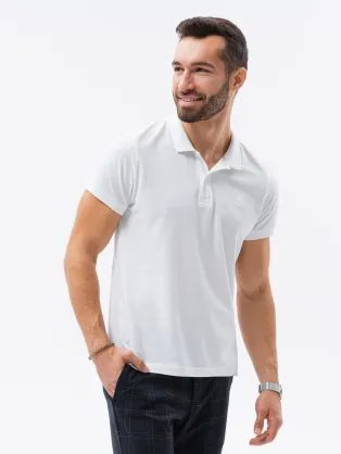 Bela polo majica z okrasno zadrgo V1 POSS-0132
