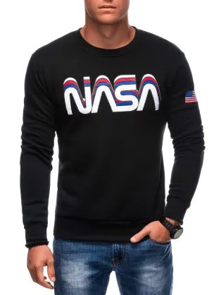 Črn pulover z napisom NASA B1686