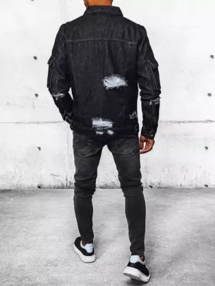 Stilska jeans jakna v črni barvi