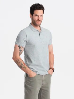 Moška olivna črtasta polo majica SLIM FIT V4 POSS-0143