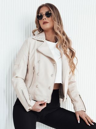 Elegantna bež ženska usnjena jakna Trucco