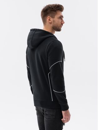 Črn pulover s kapuco v originalnem dizajnu