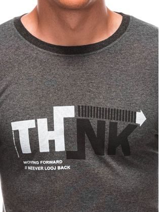 Trendovska temno siva majica z napisom Think S1898