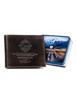 Rjava usnjena moška denarnica - Travel Adventure