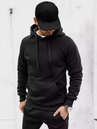 Atraktiven pulover s kapuco v črni barvi