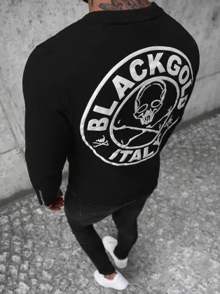 Črn pulover z originalnim potiskom NB/MF2002