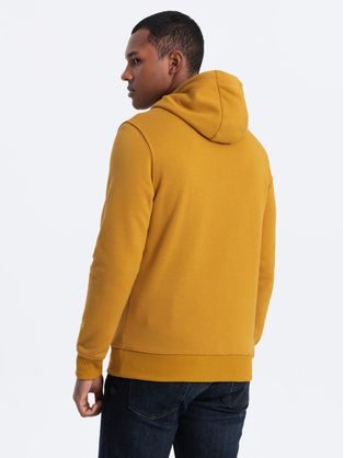 Nevsakdanji pulover s kapuco v gorčični barvi V4 OM-SSBN-0120