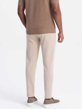 Trendovske svetlo sive chinos hlače z elastičnim pasom V1 PACP-0157