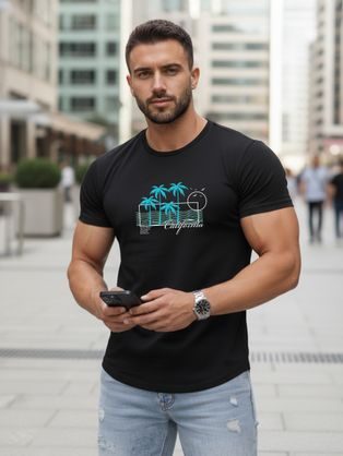 Originalna črna moška majica s poletnim potiskom