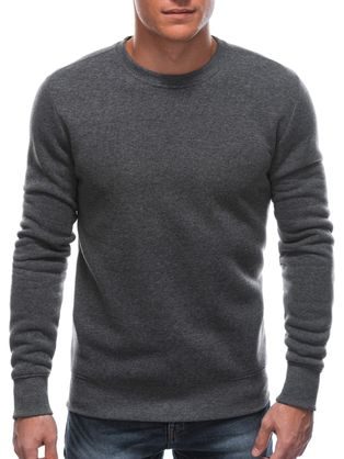 Temno siv meliran pulover brez kapuce B1212