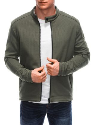 Kaki pulover brez kapuce s stilskim potiskom