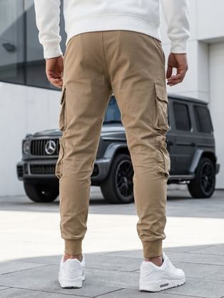 Trendovske bež moške cargo jogger hlače UP