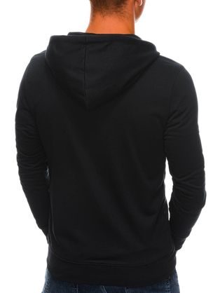 Črn pulover s kapuco na zadrgo B1211