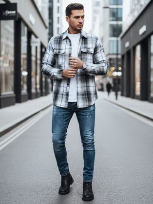 Priložnostna bela moška srajca V1 SHCS-0177