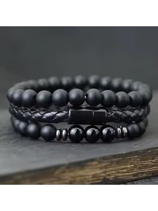 Črna zapestnica s kovinskimi okraski SH-2010