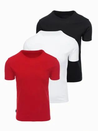 Trije paketi majic mešanica rdeča/bela/črna V6 TSBS-0268
