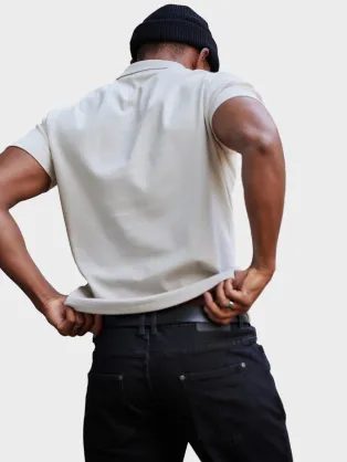 Bombažna zanimiva modra polo majica V3 OM-POLS-0129