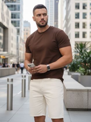 Originalna rumena moška majica s poletnim potiskom