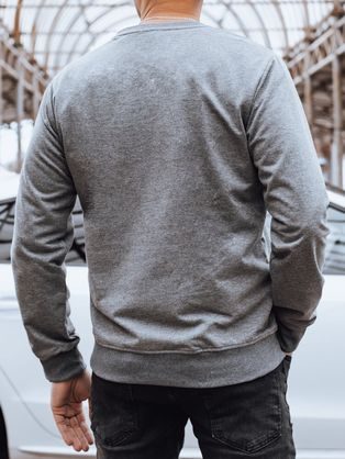 Brezčasen siv pulover z izrazitim napisom in žepom B1619