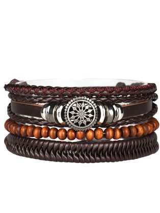 Rjava kombinirana moška zapestnica