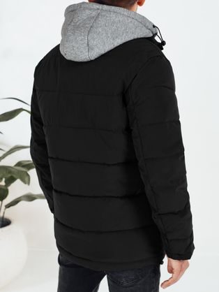 Brezčasna črna jakna z asimetričnimi šivi V1 JAHP-0252