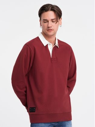 Eleganten bordo pulover s polo ovratnikom V3 SSNZ-0132