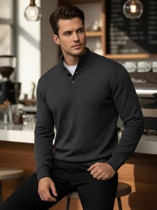 Sodoben siv moški pulover z vzorcem