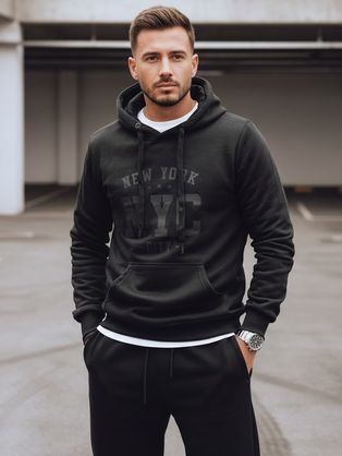 Črna moška majica s kapuco z napisom NYC