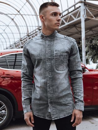 Atraktivna jeans srajca v sivi barvi